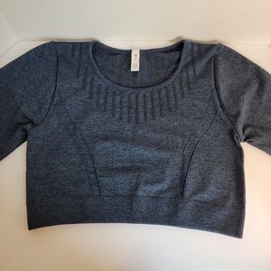 Navy blue Womens Activewear Long Sleeve crop Top